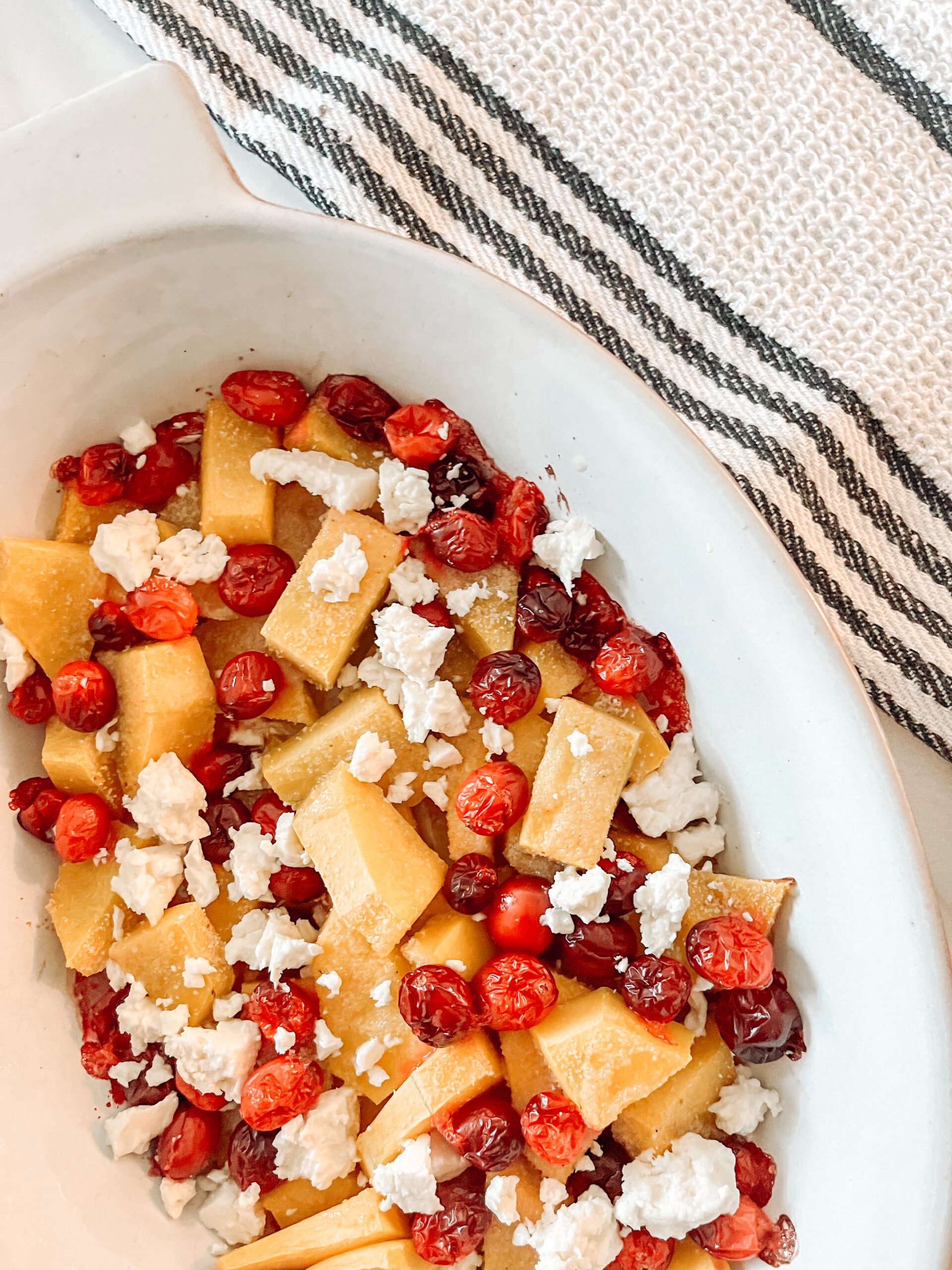 Roasted Butternut Squash with Cranberries + Feta